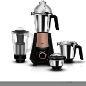 Wipro Elato Divine FMG 215 800 Watt Mixer Grinder with 4 Jars,Heavy Duty 100% Copper Ball Bearing Motor with 5 Year Warranty,Superfast Grinding,Clip Lids - Hands Free use, 4 Jars Mixer Grinder,Black