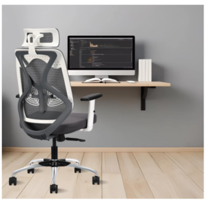 IAFA FURNITURE® Ergolux High Back Ergonomic Office & Study Chair | 3 Year Warranty | Adjustable Height, Tilt Lock, 2D Headrest, Adjustable Arms & Lumbar Support | Heavy Duty Metal Base | DIY | Grey