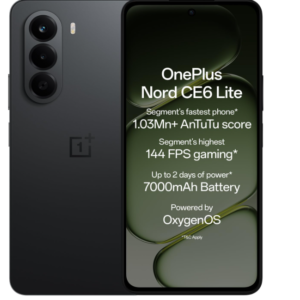 OnePlus Nord CE6 Lite | 6GB+128GB | Hyper Black | Segment's Fastest Dimensity 7400 Apex Processor | 7000mAh Battery | Segment's Highest 144Hz Refresh Rate | 50MP Main Camera, 4K Video Recording